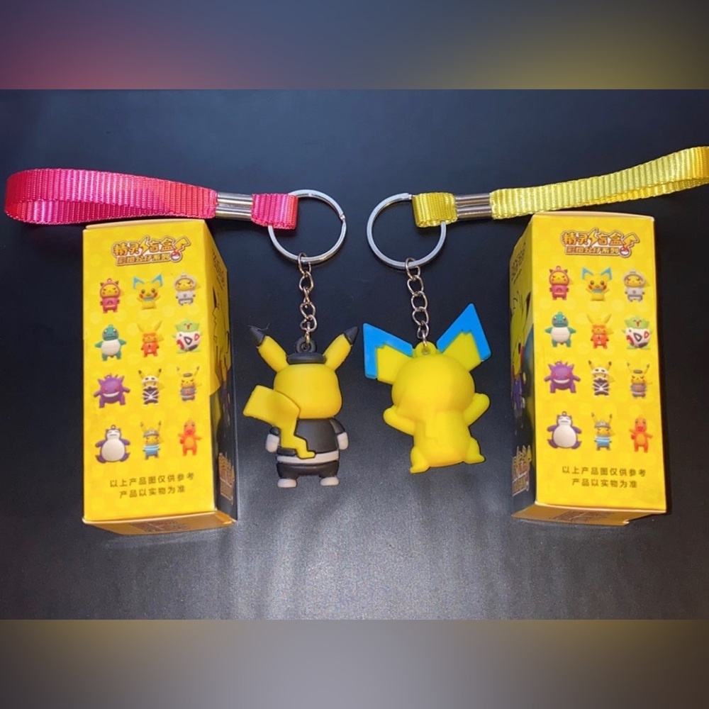 2x Pokémon Keychains For keys figurines two ninjas figure Yellow - Picture 2 of 6